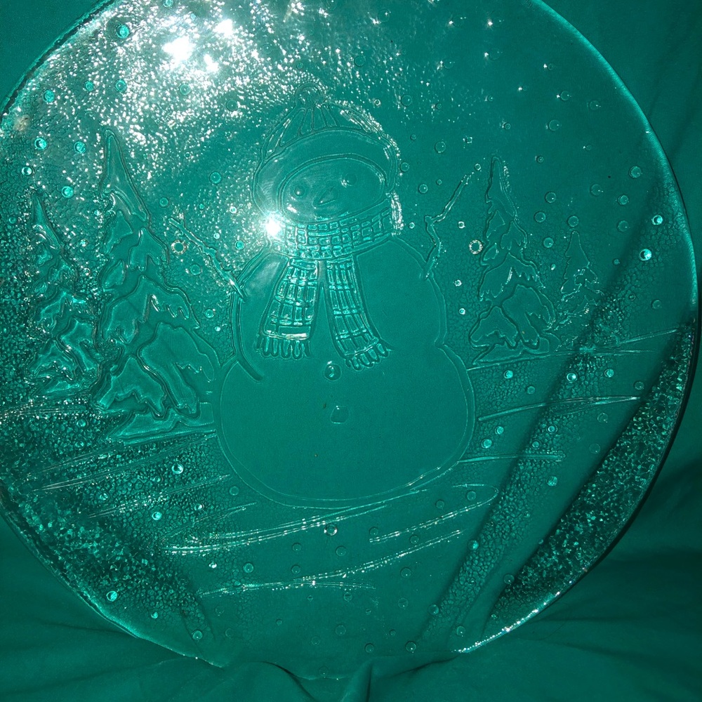 Libbey Glass Clear Embossed Christmas Platter